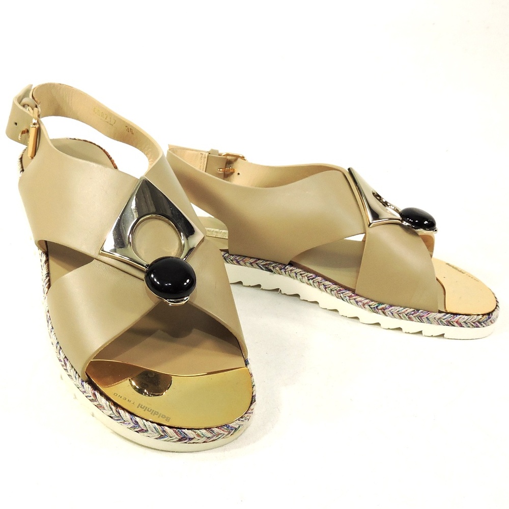 BALDININI 🇮🇹 WOMEN'S BEIGE SOFT LEATHER COMFORT FLAT SUMMER SANDALS